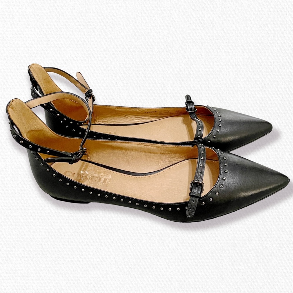 🌷Coach Jody studded ankle strap pointed toe flats
